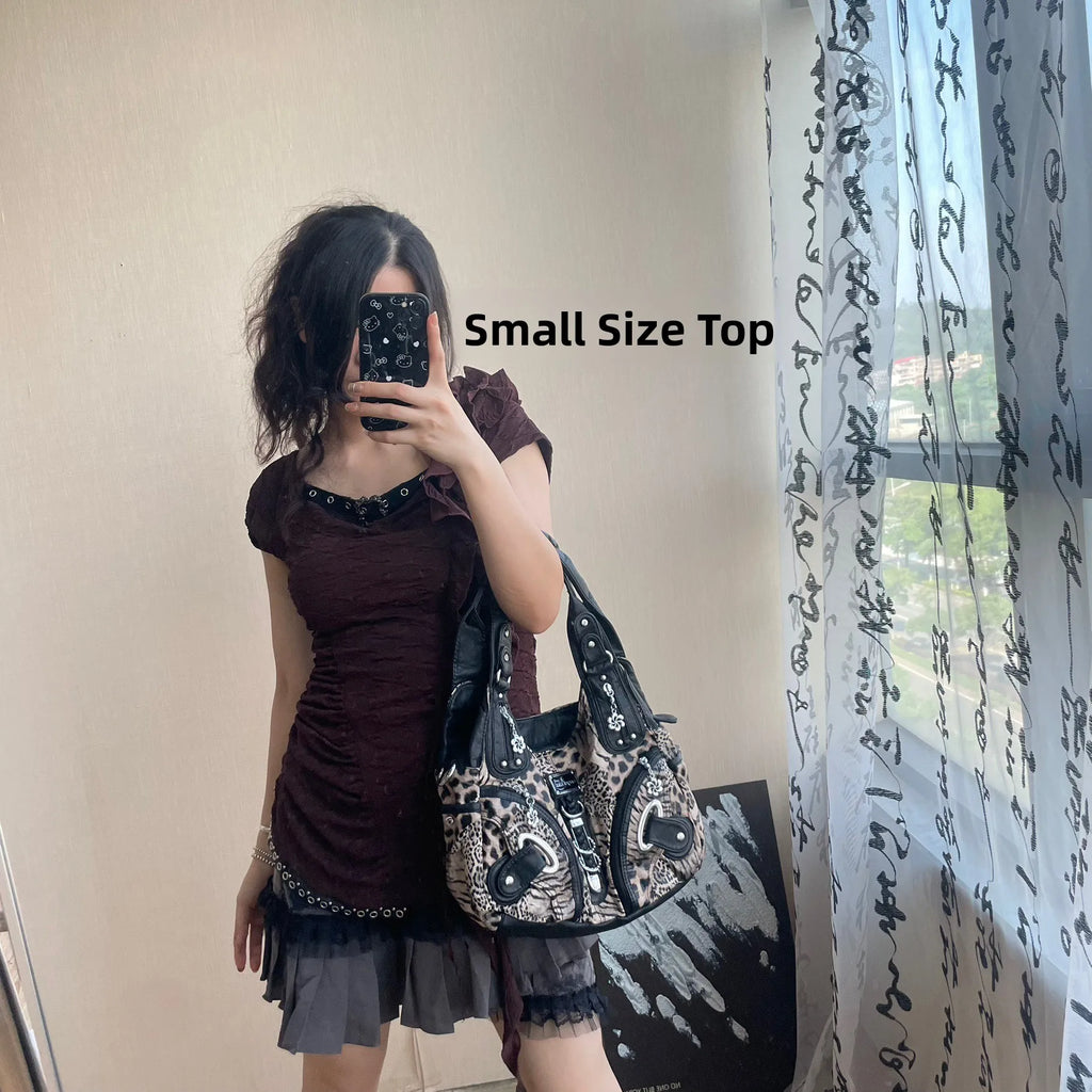 Angel Kiss Vintage Y2K Millennium Trendy Leopard Tie Dye Tote Bag Crossbody Bag Briti Sle Youth Daily Use Waterproof