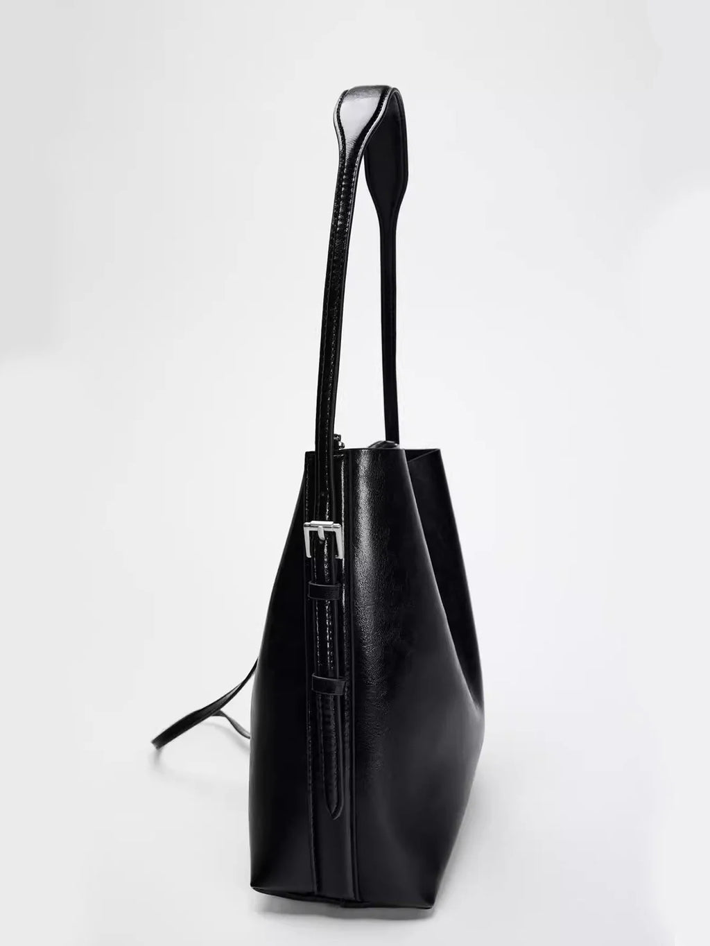 2025 New Fashionable and Simple Women's Bag Black Double Strap Single Shoulder Atmospheric Handheld Crossbody Bucket Bag