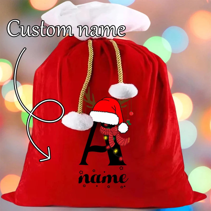 Customized Christmas letter text gift bag, Santa Claus backpack, candy gift bag, Christmas Eve bundle pocket