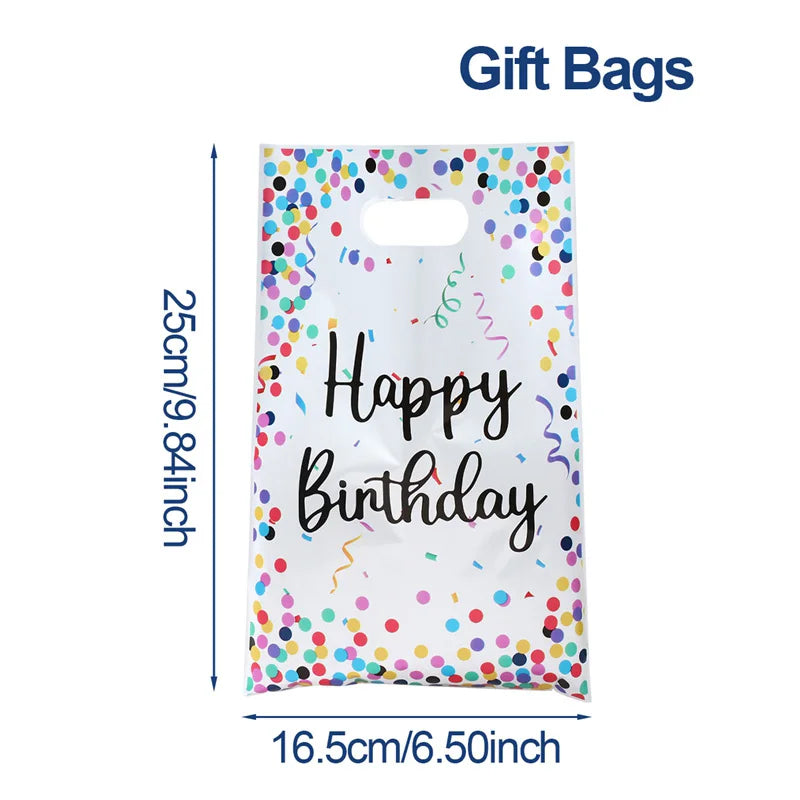 10/25/50pcs Happy Birthday Colored Gift Box Hand Bags Candy Cookies Kids Favor Birthday Party Decorations Gifts Party Supplies