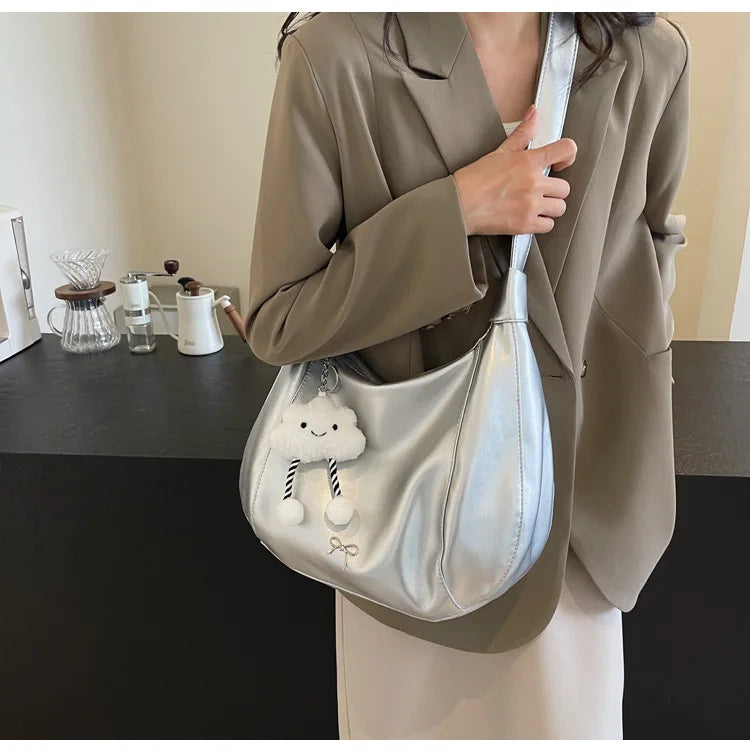 2025 Summer New Large Capacity Underarm Shoulder Bag Crossbody Bag Women's Fashion Backpack Comes with a Small Doll as a Gift