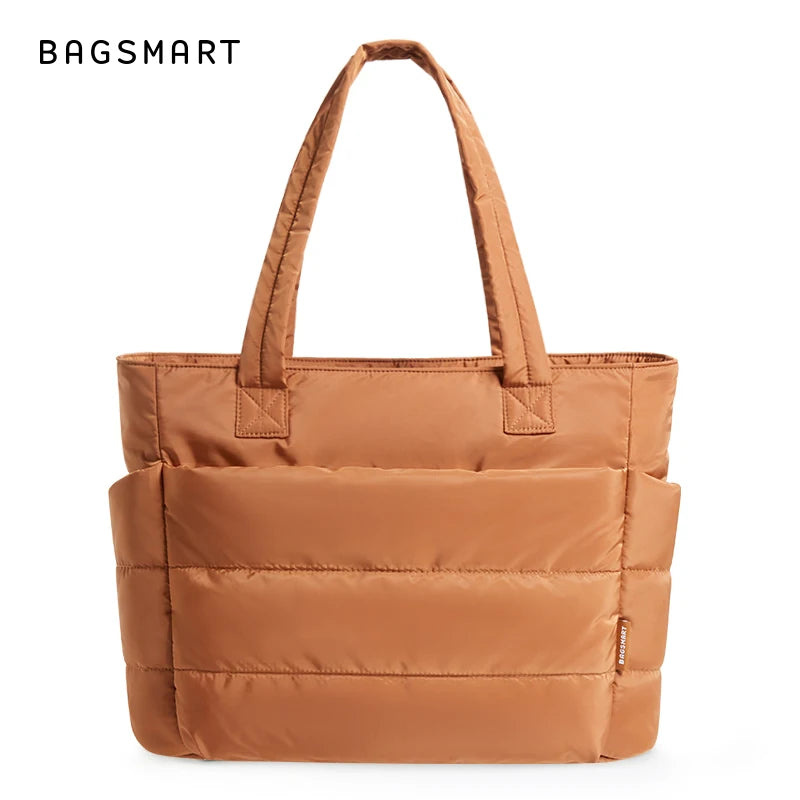 BAGSMART Women's Handbag Large Capacity Puffer Padded Tote Bag Lightweight College School Bags Fit 15.6in Laptop Hot Sale