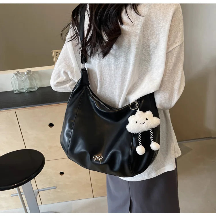 2025 Summer New Large Capacity Underarm Shoulder Bag Crossbody Bag Women's Fashion Backpack Comes with a Small Doll as a Gift
