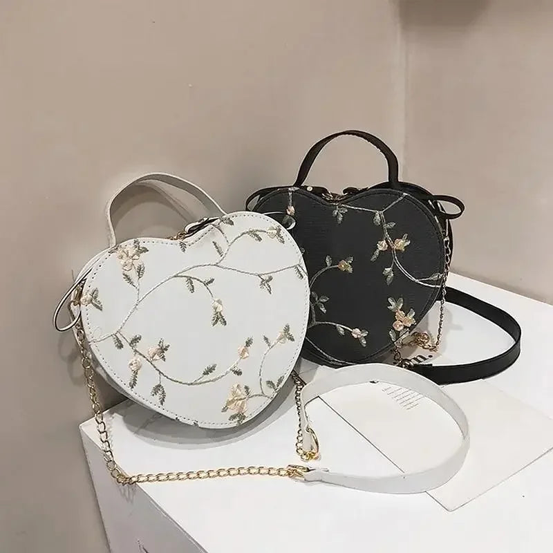 1 Pcs Women PU Leather Shoulder Bag Leisure Spring Summer Heart-shaped Handbag Crossbody Bags Zipper