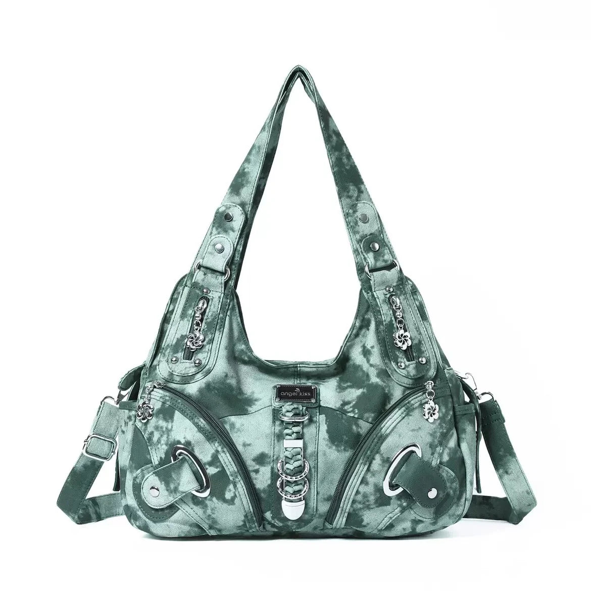 Angel Kiss Vintage Y2K Millennium Trendy Leopard Tie Dye Tote Bag Crossbody Bag Briti Sle Youth Daily Use Waterproof