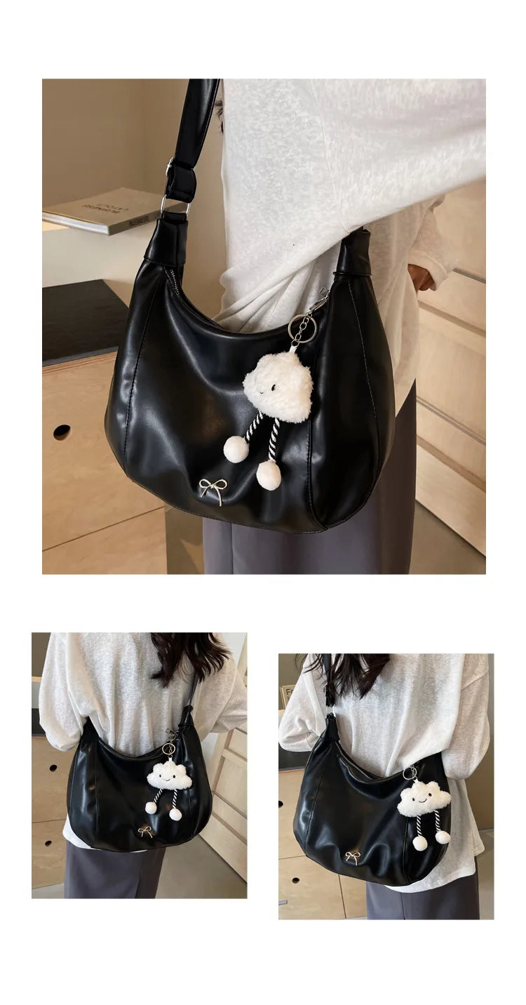 2025 Summer New Large Capacity Underarm Shoulder Bag Crossbody Bag Women's Fashion Backpack Comes with a Small Doll as a Gift