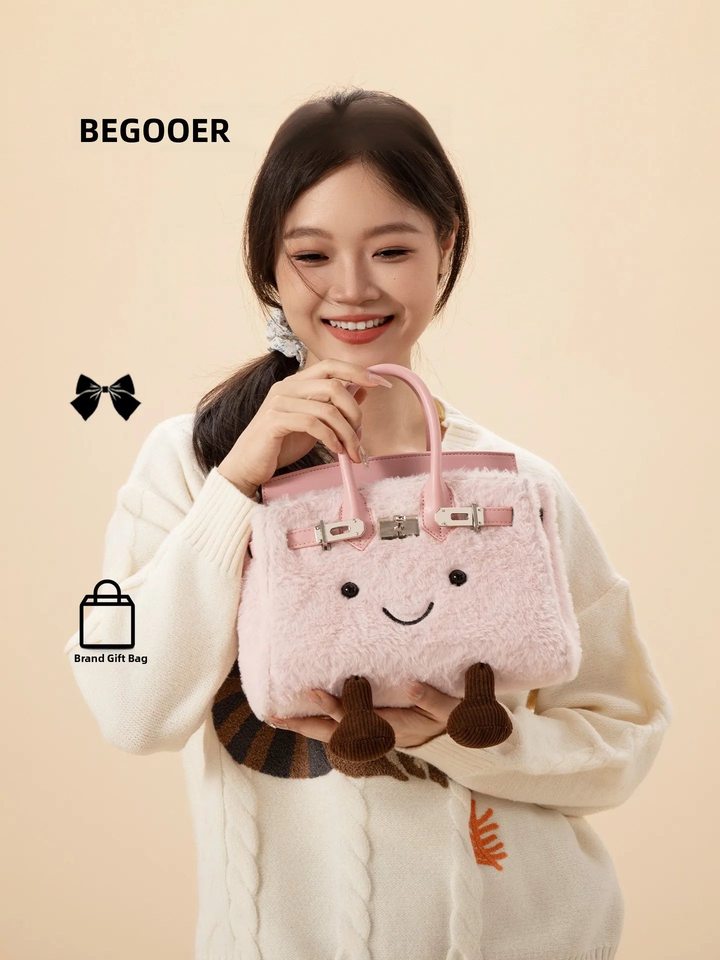 Cute Plu Crossbody Bag Women's Faionable Cartoon Handbag  Handbag Removable oulder Strap PU Leather Briti Sle