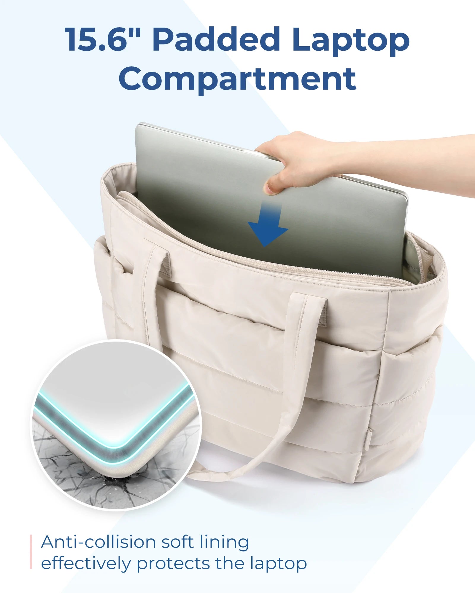 BAGSMART Women's Handbag Large Capacity Puffer Padded Tote Bag Lightweight College School Bags Fit 15.6in Laptop Hot Sale