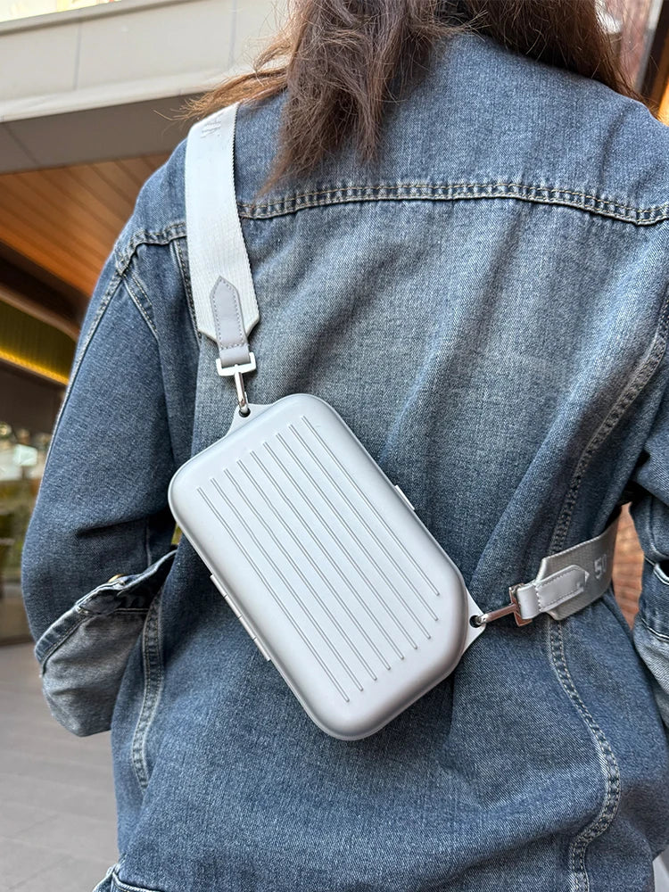 2026 Luxury RMWA Single Shoulder Vertical Aluminum Magnesium Alloy Crossbody Bag - Metallic Silver - Fashionable Suitcase - Esse