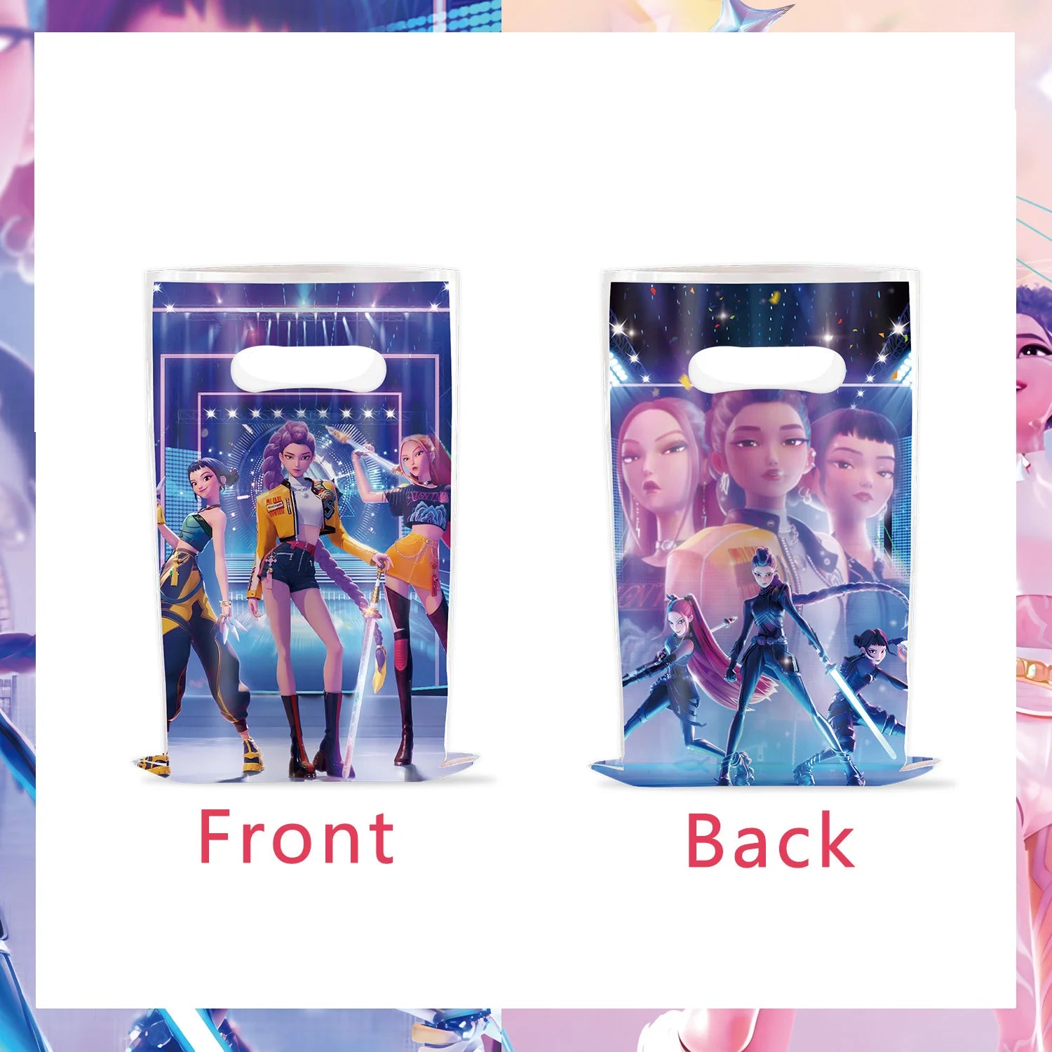 10/50Pcs Demon Hunters Birthday Party Gift Bags Kpop Anime Theme Surprise Candy Bag Handle Gift Loot Bag for Girls Party Favors