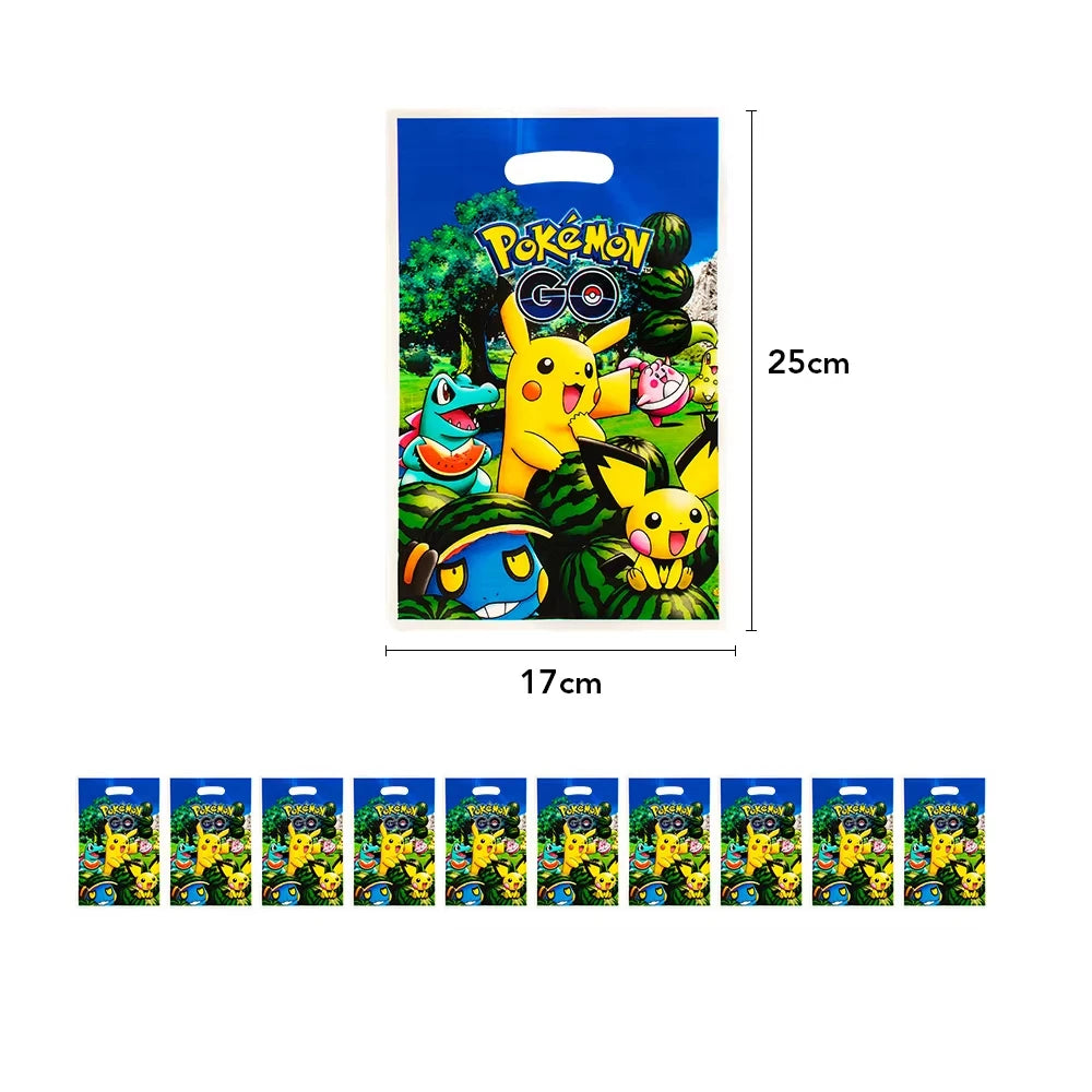 10-50pcs Pokemon Pikachu Gift Bags With Handle Goodie Bags Party Favors Supplies Candy Sweet Bag For Christmas Supplies Gifts