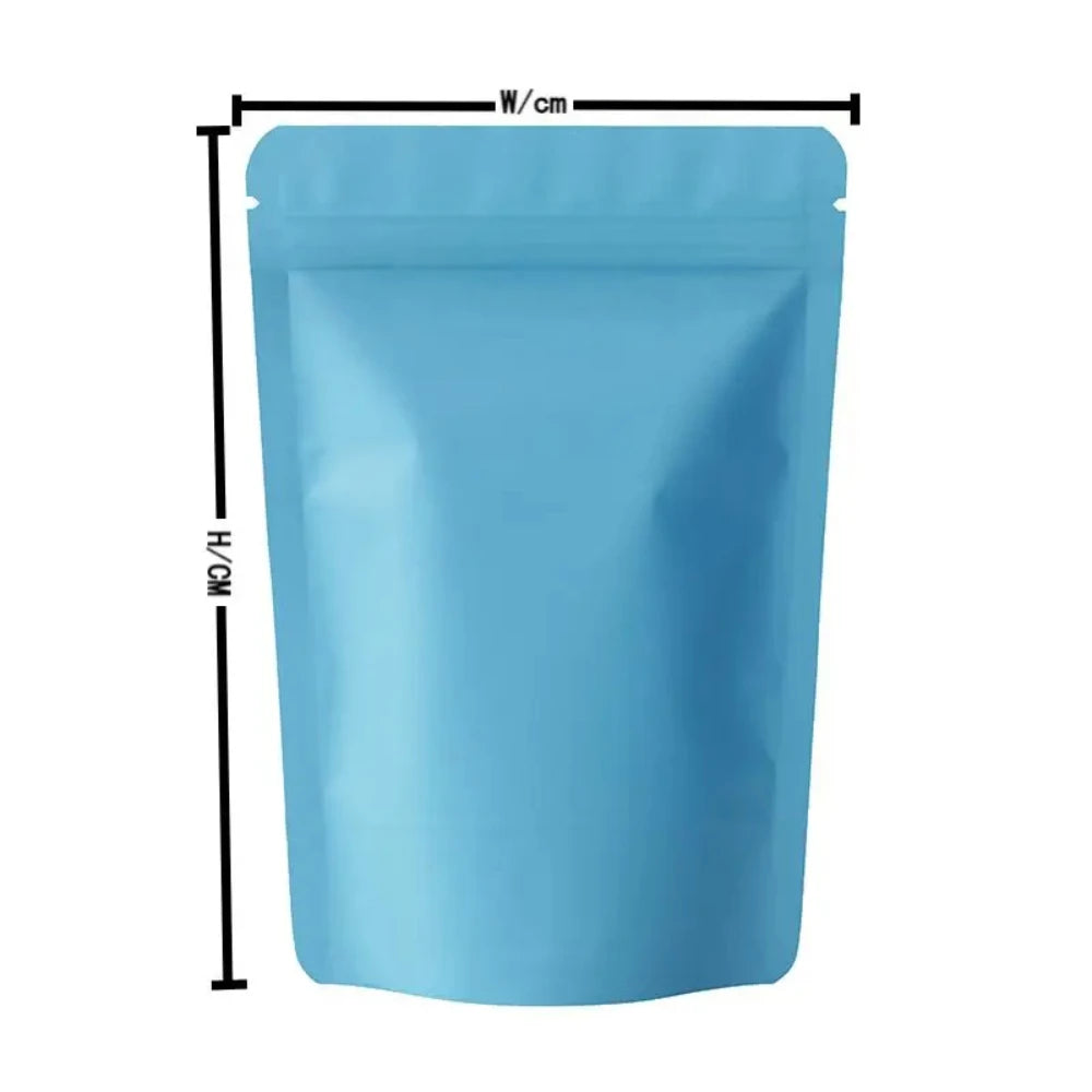 100Pcs Durable Moisture proof Zipper Seal Mylar Bags Vertical Matte Aluminum Food Storage Coffee Grocery Packaging Pouches