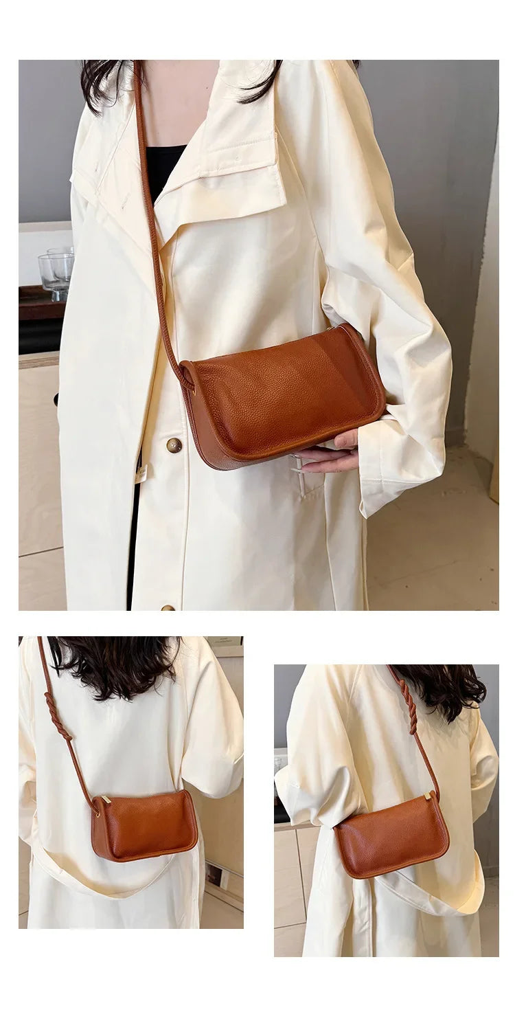 100%Real Cowhide Genuine Leather Sac Fashion Women Crossbody Bags for Ladies New High Capacity Shoulder Bag Handbag Female Purse
