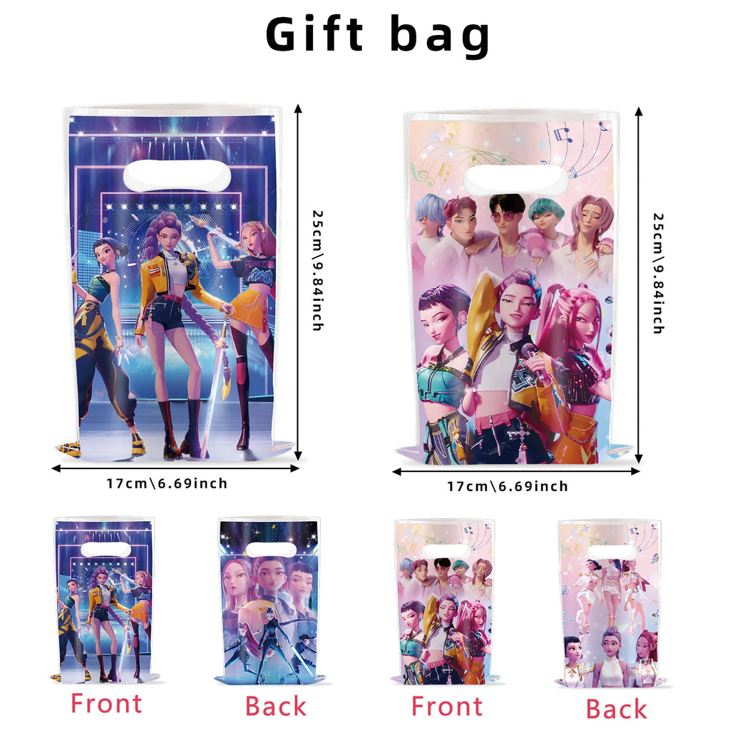 10/50Pcs Demon Hunters Birthday Party Gift Bags Kpop Anime Theme Surprise Candy Bag Handle Gift Loot Bag for Girls Party Favors