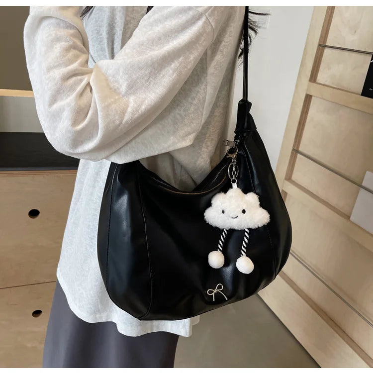 2025 Summer New Large Capacity Underarm Shoulder Bag Crossbody Bag Women's Fashion Backpack Comes with a Small Doll as a Gift