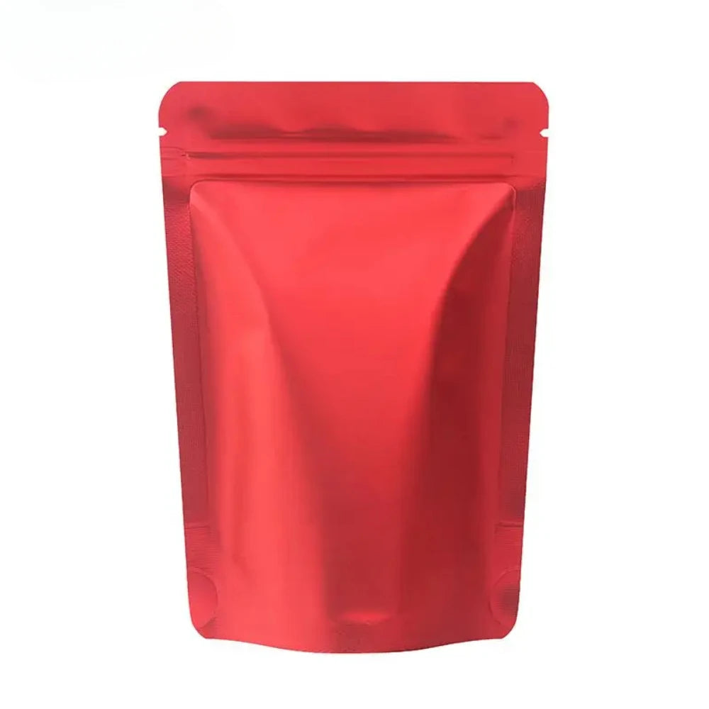100Pcs Durable Moisture proof Zipper Seal Mylar Bags Vertical Matte Aluminum Food Storage Coffee Grocery Packaging Pouches