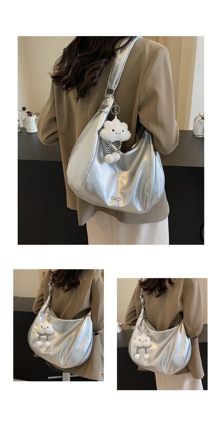 2025 Summer New Large Capacity Underarm Shoulder Bag Crossbody Bag Women's Fashion Backpack Comes with a Small Doll as a Gift