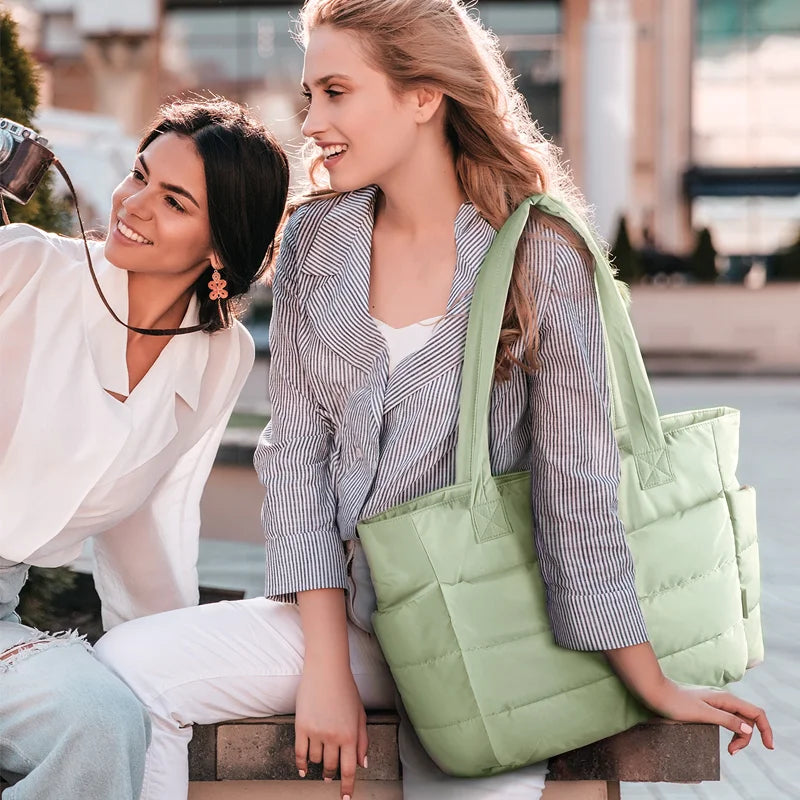 BAGSMART Women's Handbag Large Capacity Puffer Padded Tote Bag Lightweight College School Bags Fit 15.6in Laptop Hot Sale