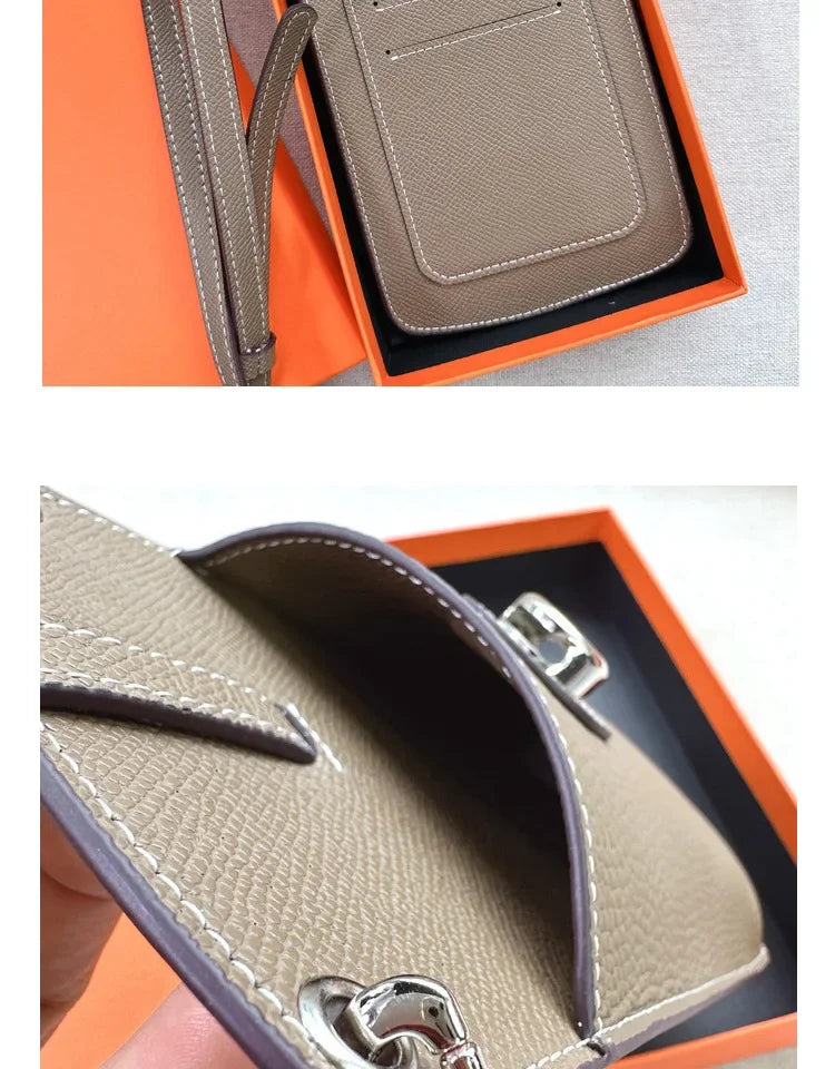 2023 New High-End Genuine Leather Drawstring Mini Crossbody Bag Fashionable Color Blocking Vertical Single Shoulder Bag Trendy