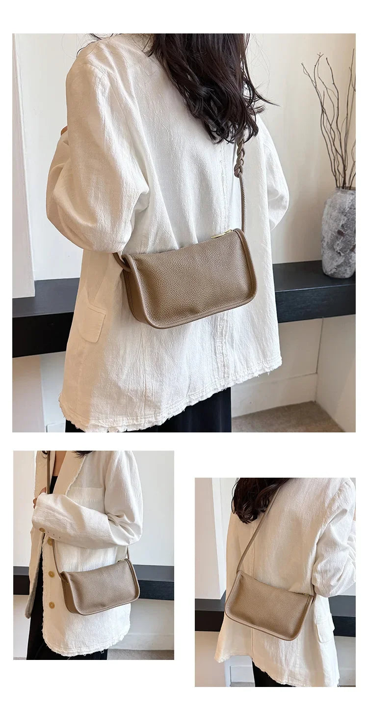 100%Real Cowhide Genuine Leather Sac Fashion Women Crossbody Bags for Ladies New High Capacity Shoulder Bag Handbag Female Purse