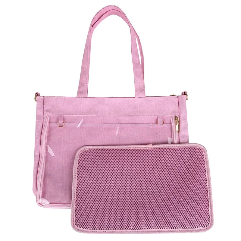 Big Ita Bag Black with Insert Japanese Cute Clear Women Double Straps Girls Kawaii Transparent Shoulder Bag Purses and Handbags