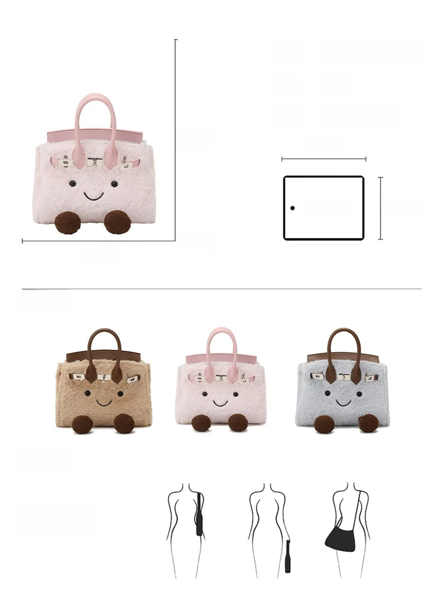 Cute Plu Crossbody Bag Women's Faionable Cartoon Handbag  Handbag Removable oulder Strap PU Leather Briti Sle