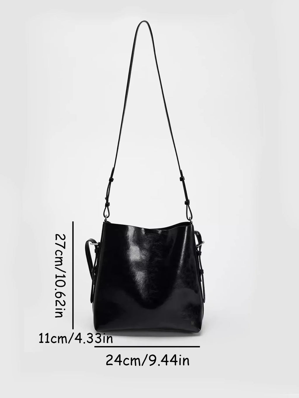 2025 New Fashionable and Simple Women's Bag Black Double Strap Single Shoulder Atmospheric Handheld Crossbody Bucket Bag