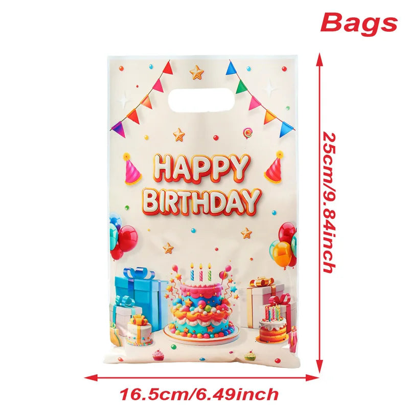 10/25/50pcs Happy Birthday Colored Gift Box Hand Bags Candy Cookies Kids Favor Birthday Party Decorations Gifts Party Supplies