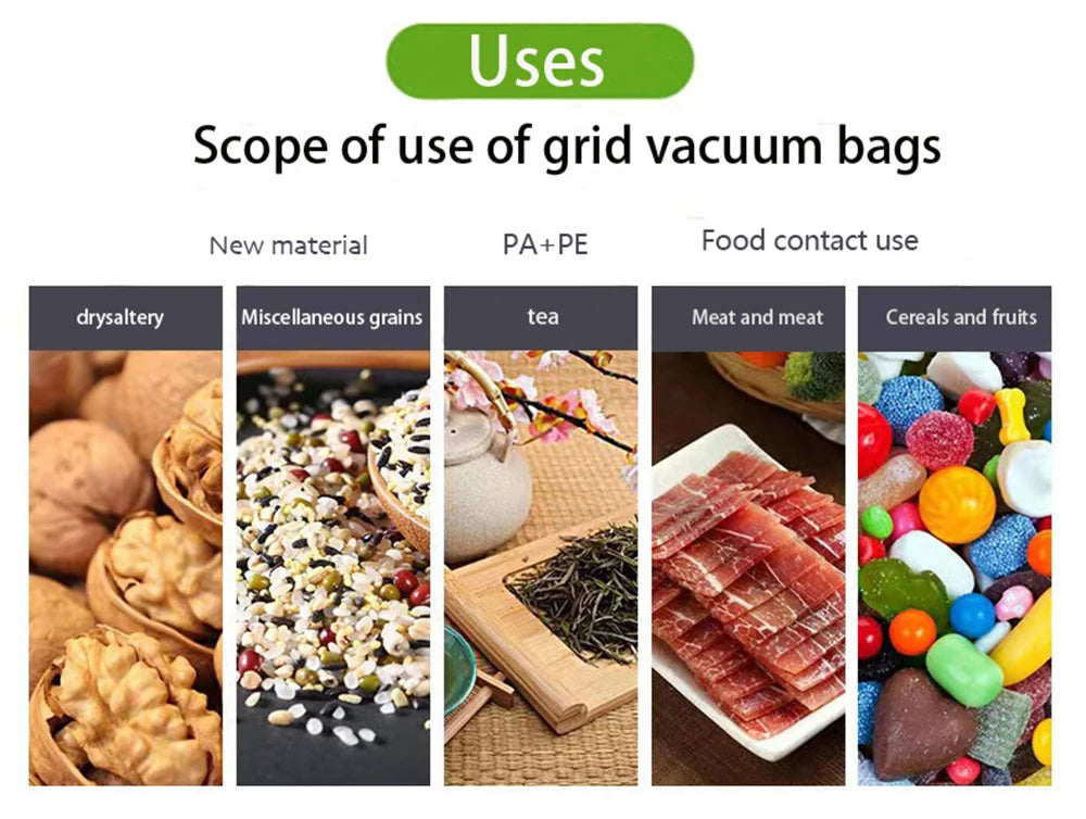 50PCS/Lot BPA-Free Vacuum Food Bags, Vacuum Sealed Storage Bags For Food Storage and Preservation,Reusable Vacuum Sealer Bag