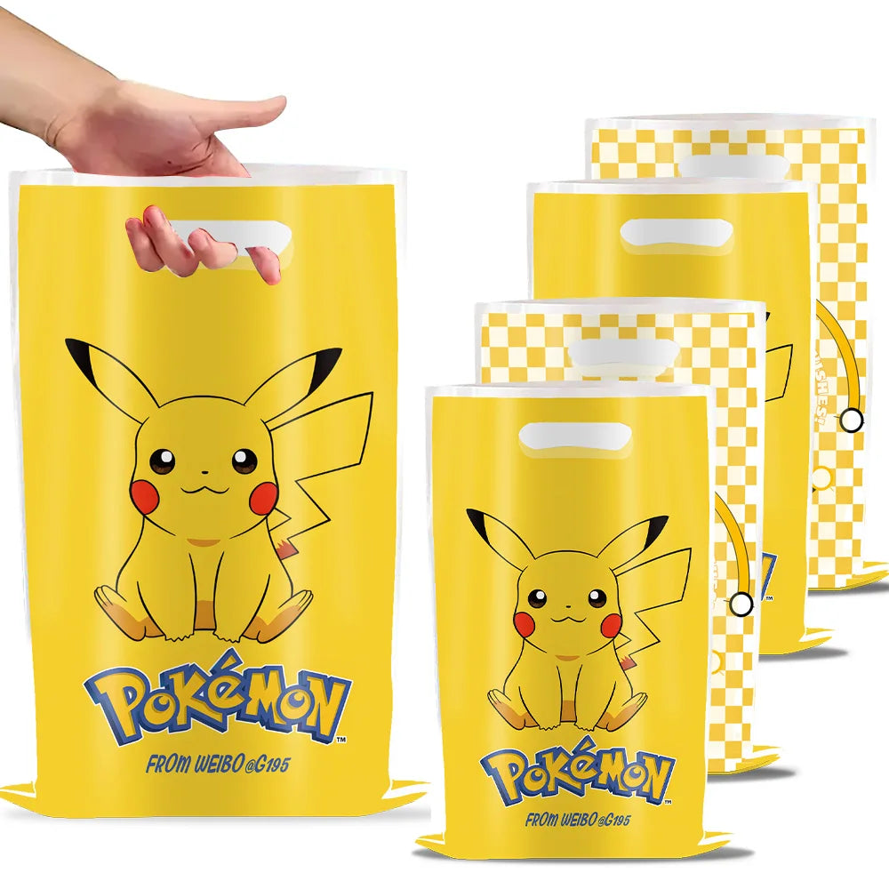 10-50pcs Pokemon Pikachu Gift Bags With Handle Goodie Bags Party Favors Supplies Candy Sweet Bag For Christmas Supplies Gifts