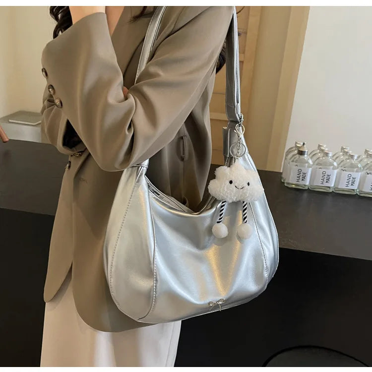 2025 Summer New Large Capacity Underarm Shoulder Bag Crossbody Bag Women's Fashion Backpack Comes with a Small Doll as a Gift