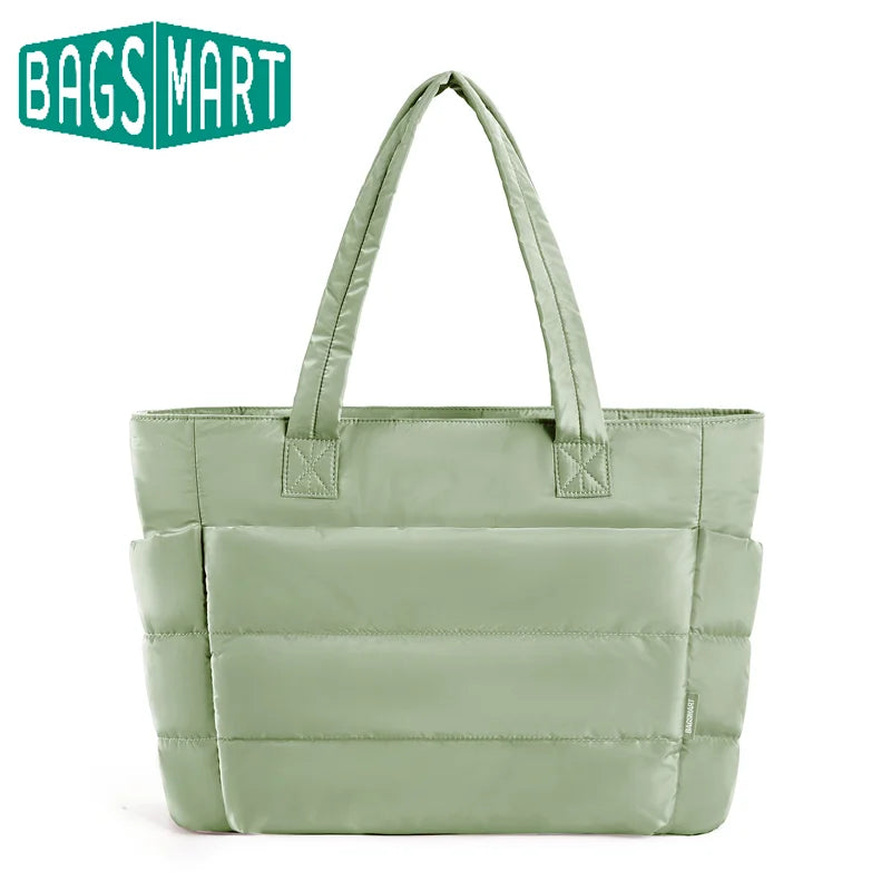 BAGSMART Women's Handbag Large Capacity Puffer Padded Tote Bag Lightweight College School Bags Fit 15.6in Laptop Hot Sale