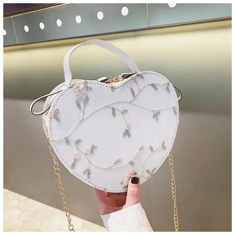 1 Pcs Women PU Leather Shoulder Bag Leisure Spring Summer Heart-shaped Handbag Crossbody Bags Zipper