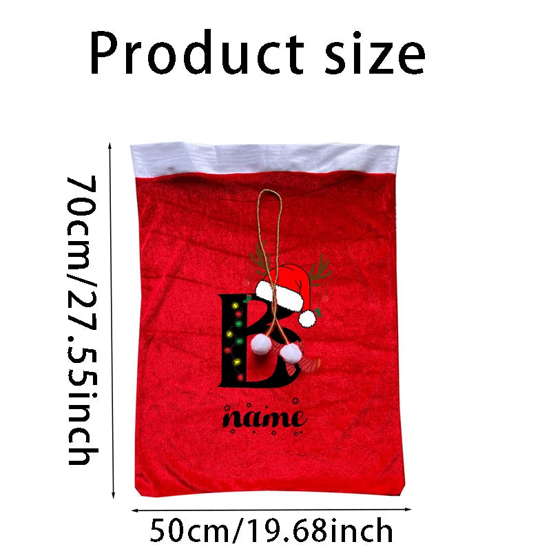 Customized Christmas letter text gift bag, Santa Claus backpack, candy gift bag, Christmas Eve bundle pocket