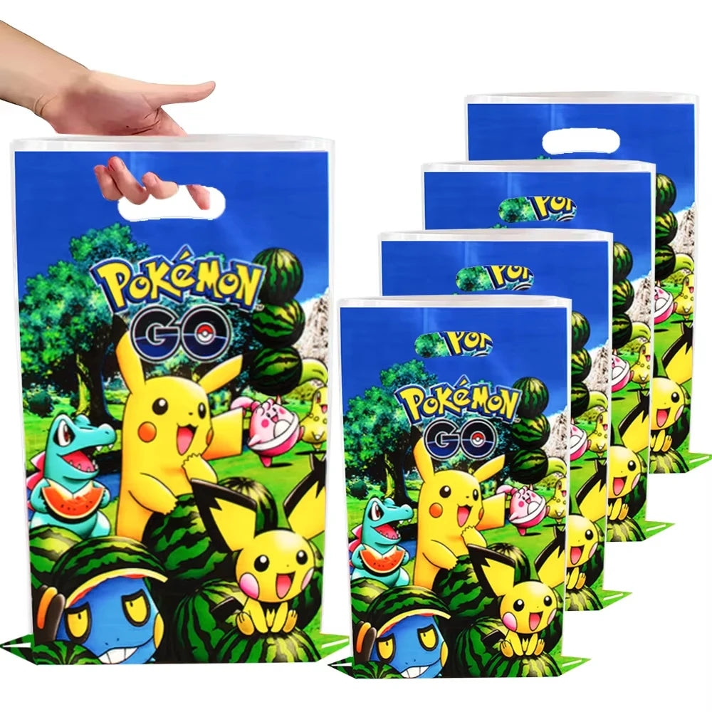 10-50pcs Pokemon Pikachu Gift Bags With Handle Goodie Bags Party Favors Supplies Candy Sweet Bag For Christmas Supplies Gifts