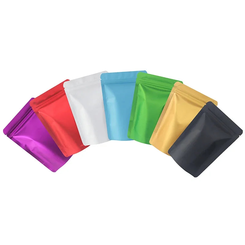 100Pcs Durable Moisture proof Zipper Seal Mylar Bags Vertical Matte Aluminum Food Storage Coffee Grocery Packaging Pouches