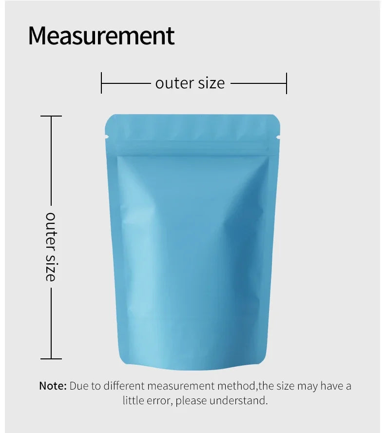 100Pcs Durable Moisture proof Zipper Seal Mylar Bags Vertical Matte Aluminum Food Storage Coffee Grocery Packaging Pouches