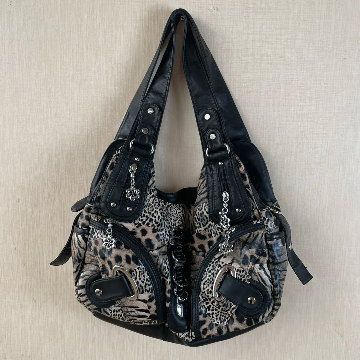 Angel Kiss Vintage Y2K Millennium Trendy Leopard Tie Dye Tote Bag Crossbody Bag Briti Sle Youth Daily Use Waterproof