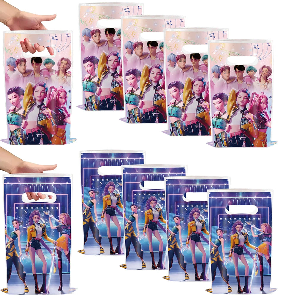 10/50Pcs Demon Hunters Birthday Party Gift Bags Kpop Anime Theme Surprise Candy Bag Handle Gift Loot Bag for Girls Party Favors