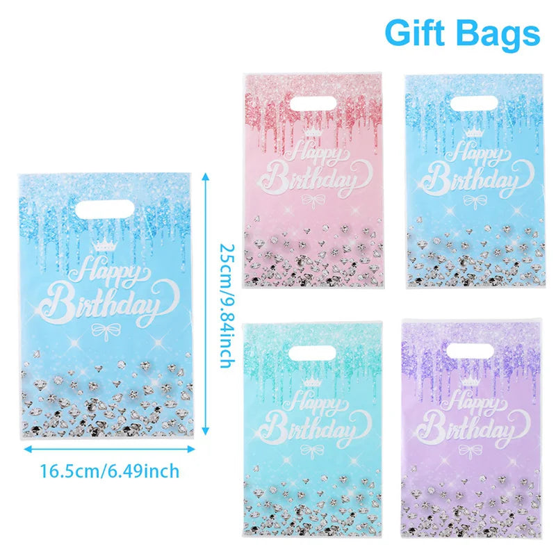 10/25/50pcs Happy Birthday Colored Gift Box Hand Bags Candy Cookies Kids Favor Birthday Party Decorations Gifts Party Supplies