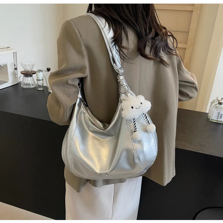 2025 Summer New Large Capacity Underarm Shoulder Bag Crossbody Bag Women's Fashion Backpack Comes with a Small Doll as a Gift