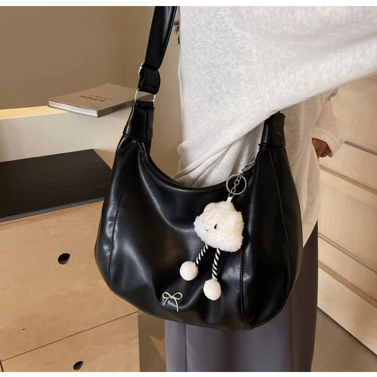 2025 Summer New Large Capacity Underarm Shoulder Bag Crossbody Bag Women's Fashion Backpack Comes with a Small Doll as a Gift