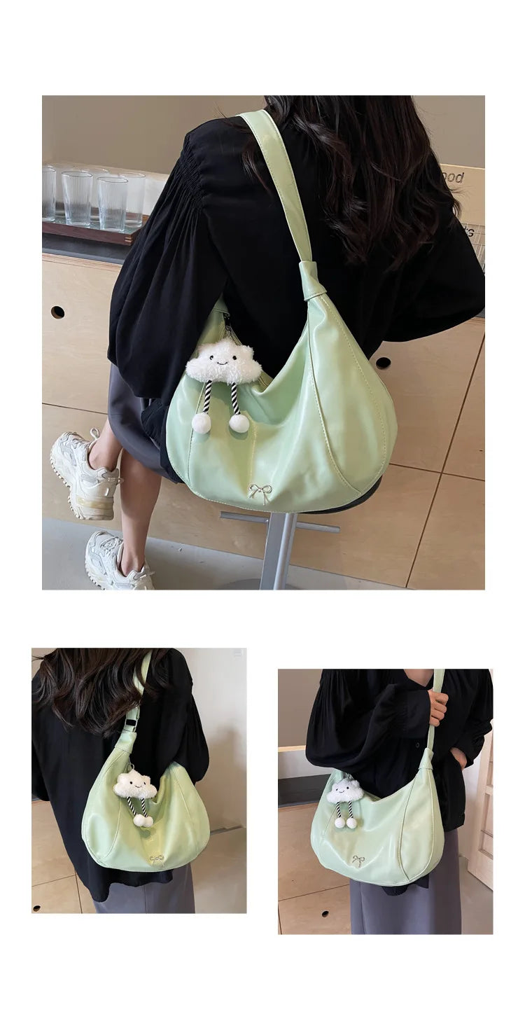 2025 Summer New Large Capacity Underarm Shoulder Bag Crossbody Bag Women's Fashion Backpack Comes with a Small Doll as a Gift