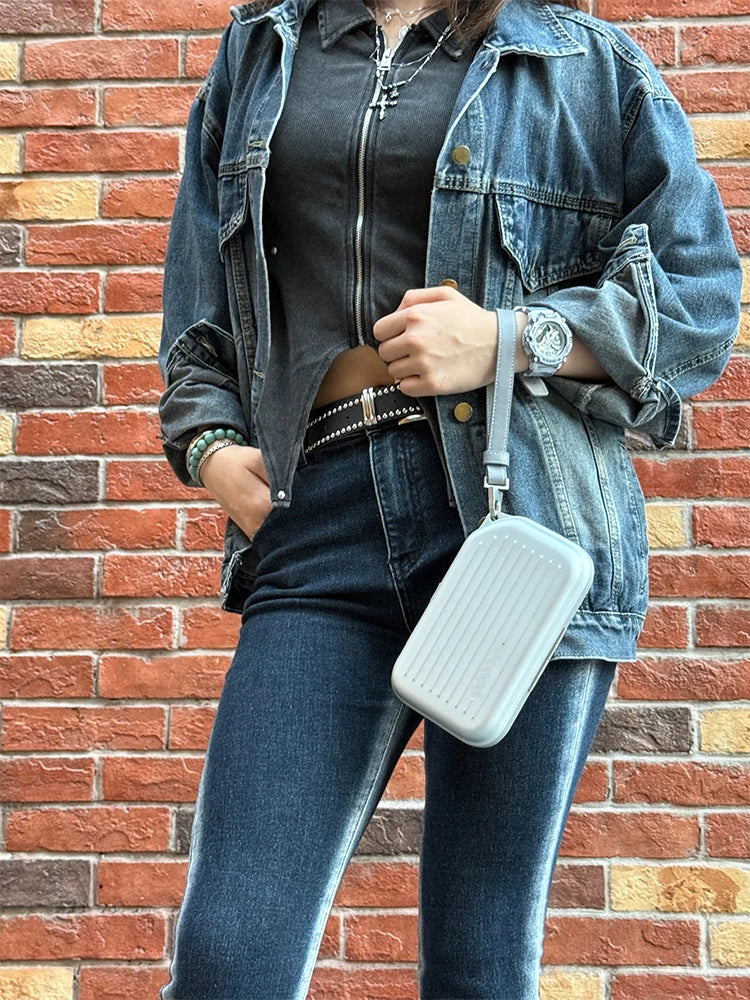 2026 Luxury RMWA Single Shoulder Vertical Aluminum Magnesium Alloy Crossbody Bag - Metallic Silver - Fashionable Suitcase - Esse