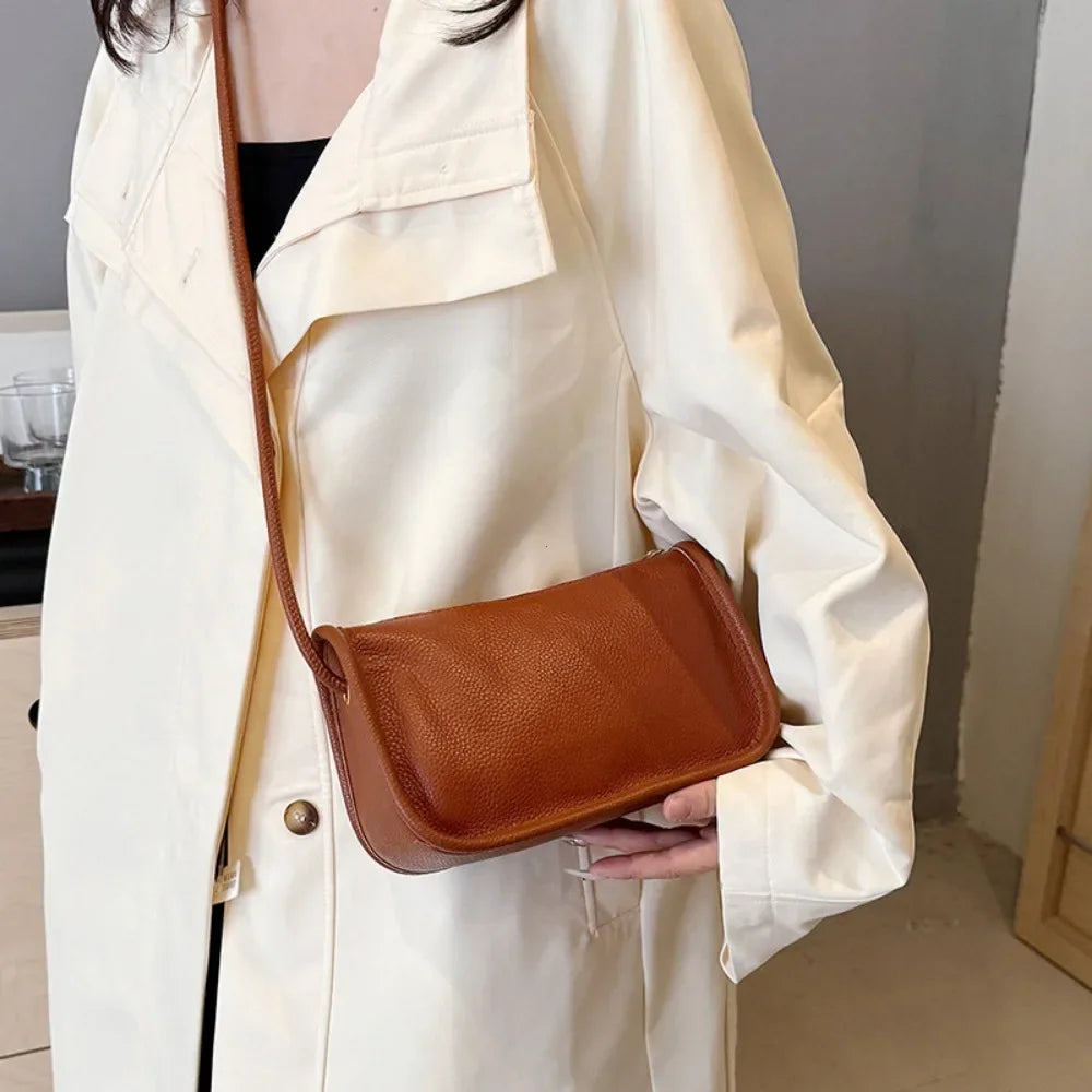 100%Real Cowhide Genuine Leather Sac Fashion Women Crossbody Bags for Ladies New High Capacity Shoulder Bag Handbag Female Purse