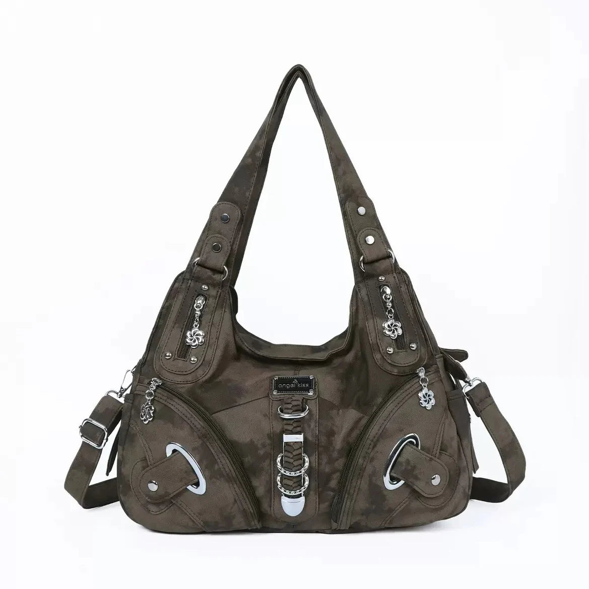 Angel Kiss Vintage Y2K Millennium Trendy Leopard Tie Dye Tote Bag Crossbody Bag Briti Sle Youth Daily Use Waterproof