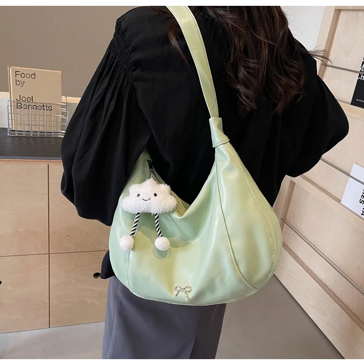 2025 Summer New Large Capacity Underarm Shoulder Bag Crossbody Bag Women's Fashion Backpack Comes with a Small Doll as a Gift