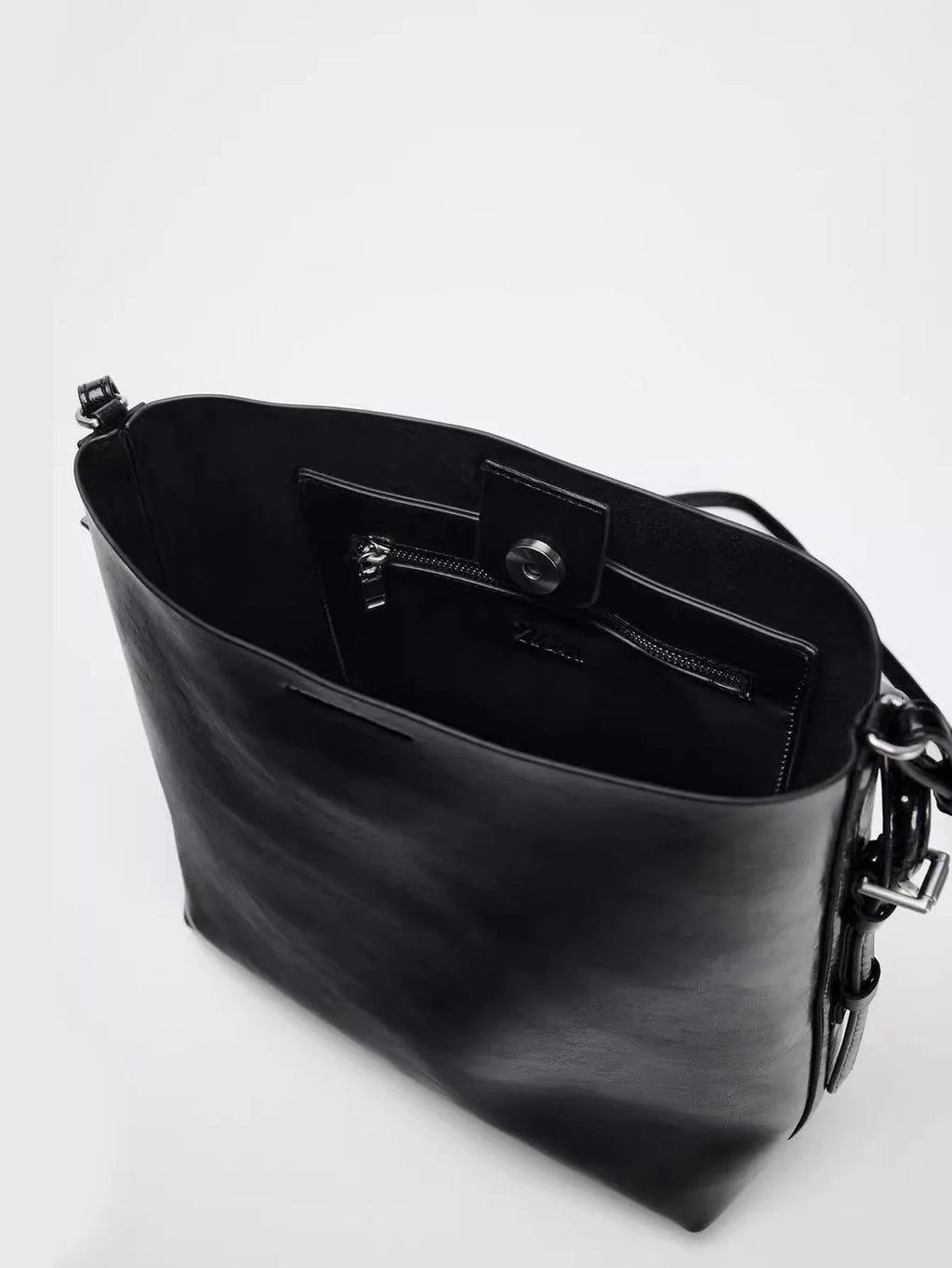 2025 New Fashionable and Simple Women's Bag Black Double Strap Single Shoulder Atmospheric Handheld Crossbody Bucket Bag