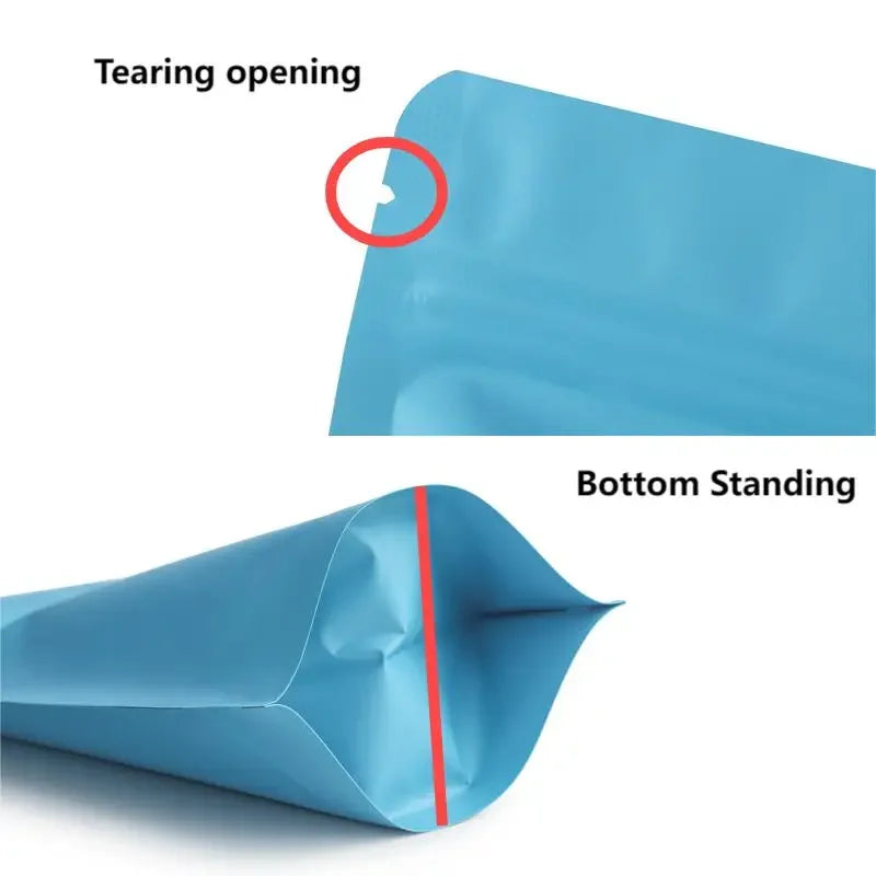 100Pcs Durable Moisture proof Zipper Seal Mylar Bags Vertical Matte Aluminum Food Storage Coffee Grocery Packaging Pouches