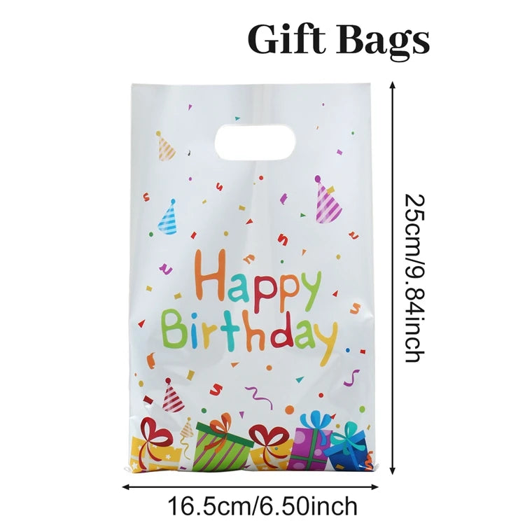 10/25/50pcs Happy Birthday Colored Gift Box Hand Bags Candy Cookies Kids Favor Birthday Party Decorations Gifts Party Supplies
